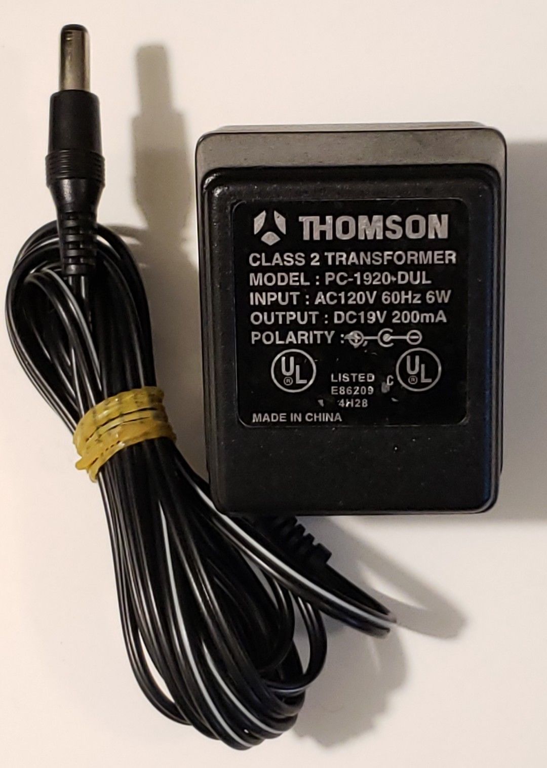 Genuine Thomson DC19V 200ma PC-1920-DUL Class 2 transformer AC/DC adapter - Click Image to Close